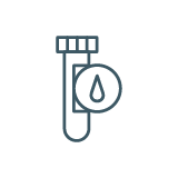 Blood collection tube with a blood droplet icon, Blood Tests, MoonStone Study, Multiple Sclerosis, MS